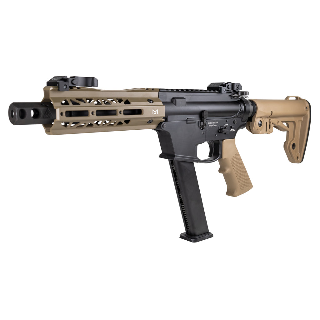 King Arms TWS 9mm SBR (Tan) (Metal Gas Blowback Rifle) - Green Gas Gel Blaster