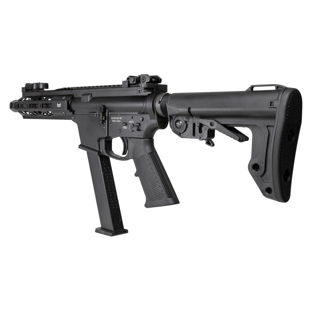 King Arms TWS 9mm SBR (Black) (Metal Gas Blowback Rifle) - Green Gas Gel Blaster